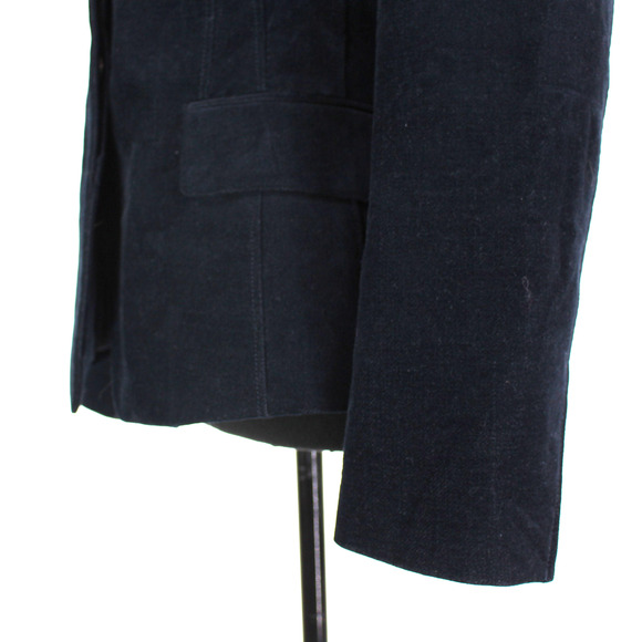 Theory Shrunken Velvet Jacket Black Denim Single Breasted Blazer Size 10 - Picture 4 of 7